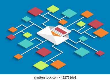 vector modern isometric email marketing background. eps10