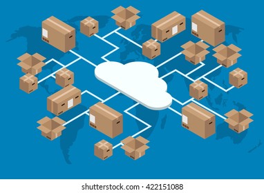 vector modern isometric global delivery background. Footage version also in portfolio