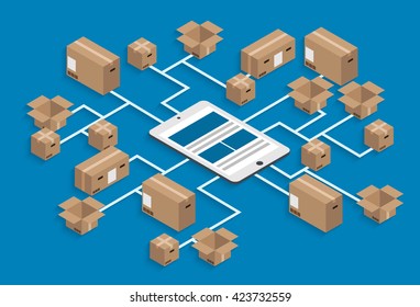 Vector Modern Isometric Global Delivery Background. Eps10