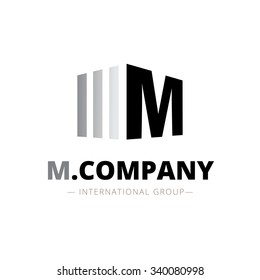 Vector modern isometric M letter logo. Brand sign