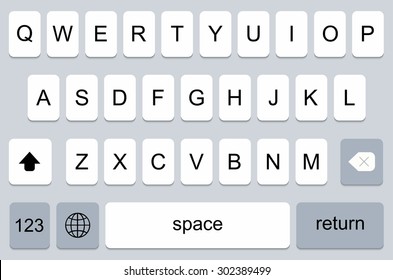 векторная современная клавиатура смартфона, кнопки алфавита