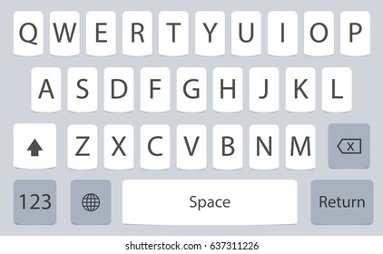 Vector Modern Keyboard Of Smartphone, Alphabet Buttons