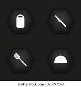 Vector modern kitchen appliances icons set on background