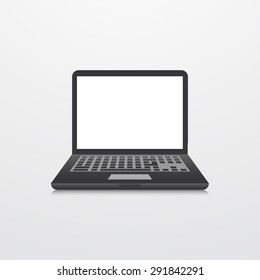 Vector modern laptop icon on gray background