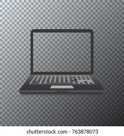 Vector modern laptop icon on transparent background