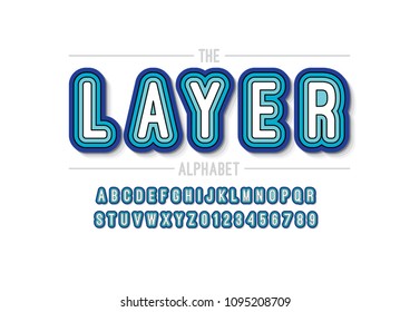Vector of modern layered font and alphabet