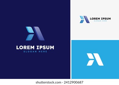 Vector moderno de letra Un diseño de logotipo tecnológico, siguiente logotipo, plantilla de diseño de logotipo logístico