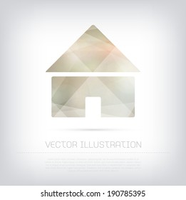 Vector modern light beige home icon with subtle polygonal texture
