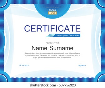Vector modern light blue certificate or diploma design print template