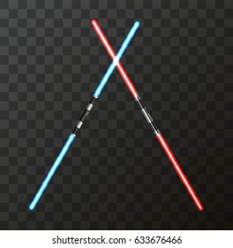 Vector modern light swords on transparent background. EPS10
