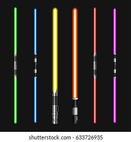 Vector modern light swords on dark background. EPS10