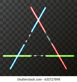 Vector modern light swords on transparent background. EPS10