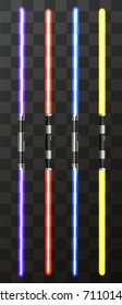 Vector modern light swords on transparent background. EPS10