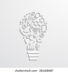 Vector modern lightbulb of the icons. Business, education, technology background