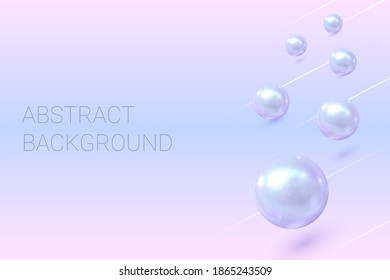 Vector modern lilac abstract background with wavy 3d jumping pearls. Banner template.
