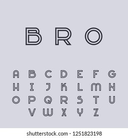 Vector modern line abstract font and alphabet
