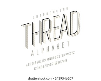 Vector of modern line alphabet design with uppercase, numbers and symbols