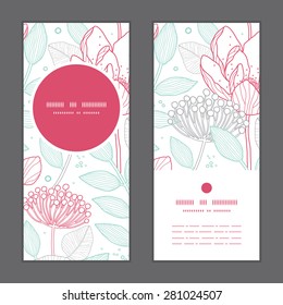 Vector modern line art florals vertical round frame pattern invitation greeting cards set