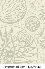 Vector modern line art florals seamless pattern background. Vintage pattern in pastel colors