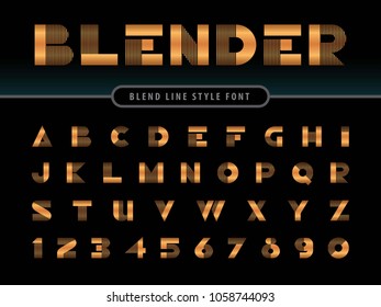Vector of Modern Linear Alphabet Letters and numbers, Fill and Lines Blend stylized rounded fonts, Minimal Letters set for Futuristic, Gold Letters set for art deco, fashion, design