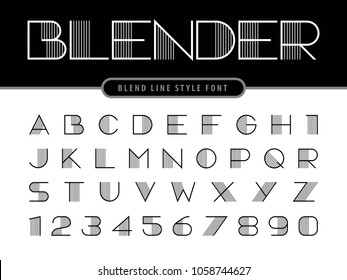 Vector of Modern Linear Alphabet Letters and numbers, Lines Blend stylized rounded fonts, Minimal Letters set for Futuristic, Thin Letters set for art deco, fashion, design