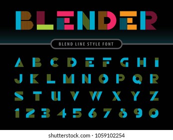 Vector of Modern Linear Alphabet Letters and numbers, Fill and Lines Blend stylized rounded fonts, Minimal Letters set for Futuristic, Colorful Letters set for art deco, fashion, design