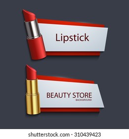 Vector modern lipstick banners set on sample background
