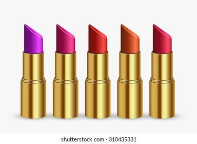Vector modern lipstick set on white background