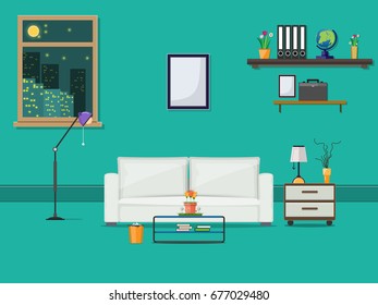 Vector Modern living room, flat design style