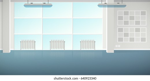 Vector modern loft office interior empty scene in flat style