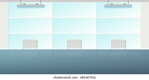 Vector modern loft office interior empty scene in flat style