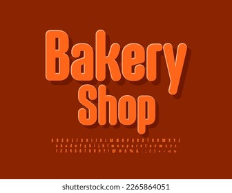 Vector modern logo Bakery Shop with bright Alphabet Letters, Numbers and Symbols set. Creative trendy Font