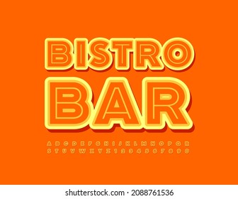 Vector modern logo Bistro Bar. Bright set of Alphabet Letters and Numbers. Sticker style Font 