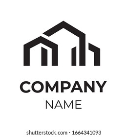 Vector modern logo, brand for real estate agency. City life. 