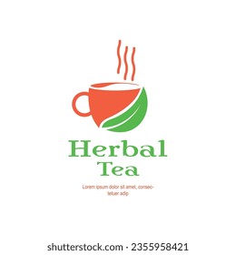 
Vector modern logo for a cafe or restaurant with a cup of tea