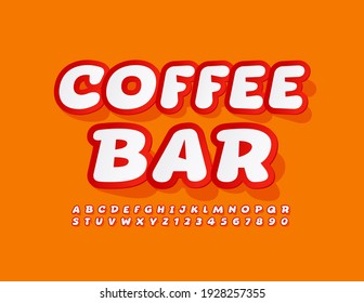 Vector logotipo moderno Coffee Bar. Fuente de moda creativa. Estilo de pegado Alfabeto Letras y números establecidos