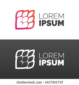 Vector modern logo design template fire. Two versions. Inverse variant on black background