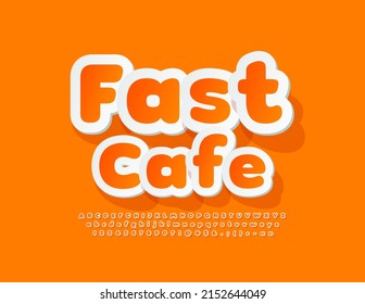 Vector modern logo Fast Cafe. Sticker style Font. Paper Alphabet Letters, Numbers and Symbols set