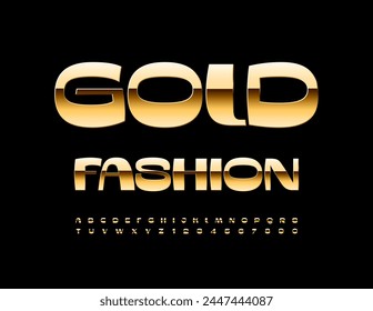 Vector modern logo Gold Fashion.   Exclusive Gold Font. Trendy Elite Alphabet Letters and Numbers set.