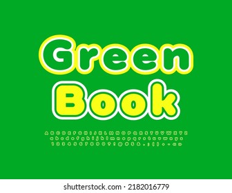 Vector modern Logo Green Book.  Bright Colorful Font. Artistic Alphabet Letters, Numbers and Symbols