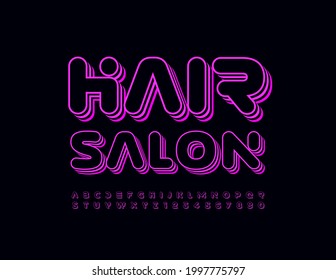 Vector modern logo Hair Salon. Trendy bright Font. Decorative Alphabet Letters and Numbers set