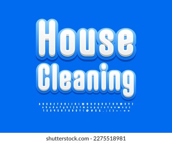 Vector modern logo House Cleaning with stylish Font. Creative set of Alphabet Letters, Numbers and Symbols