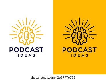 Icono moderno del logotipo del Vector con el micrófono y la chispa
