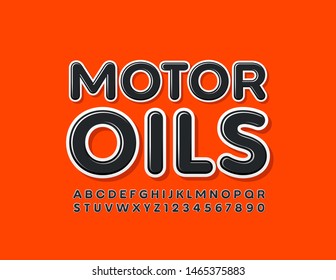 Logotipo vectorial moderno Motor Oils con fuente negro brillante. Letras y números de alfabeto en mayúsculas