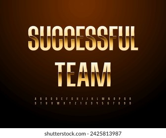 Vector logotipo moderno Equipo exitoso. Fuente elegante de moda. Juego de letras y números del alfabeto dorado Premium.
