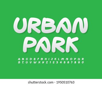 Vector modern logo Urban Park with Handwritten Font. Simple White Alphabet Letters and Numbers set