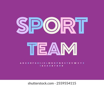 Vector modern logotype Sport Team. Digital Colorful Font. Exclusive Uppercase Alphabet Letters and Numbers set.