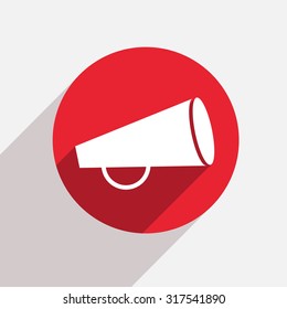 Vector modern loudspeaker red circle icon with shadow