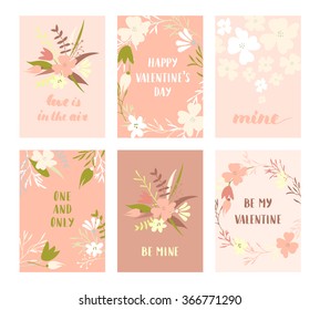 Vector modern love cards, posters for Valentine's Day or date, wedding. Hand lettering, flower wreaths.