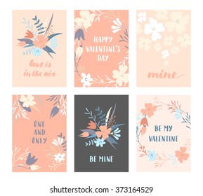 Vector modern love cards, posters for Valentine's Day or date, wedding. Hand lettering, flower wreaths.